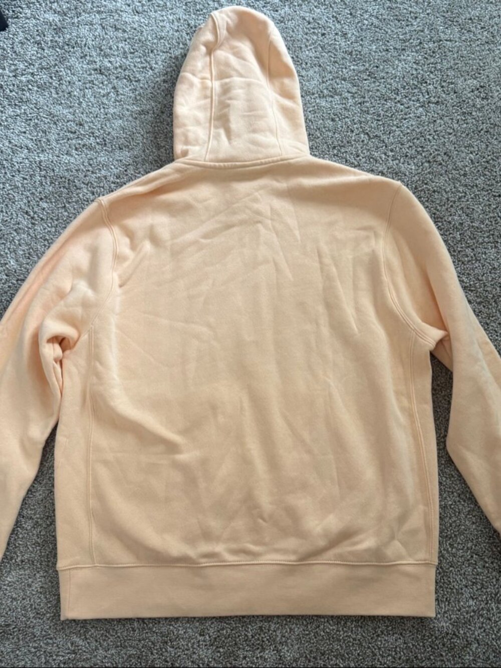 Nike Club Fleece Pullover Hoodie Large Peach Embroidered Swoosh Kangaroo Pocket - Picture 3 of 4